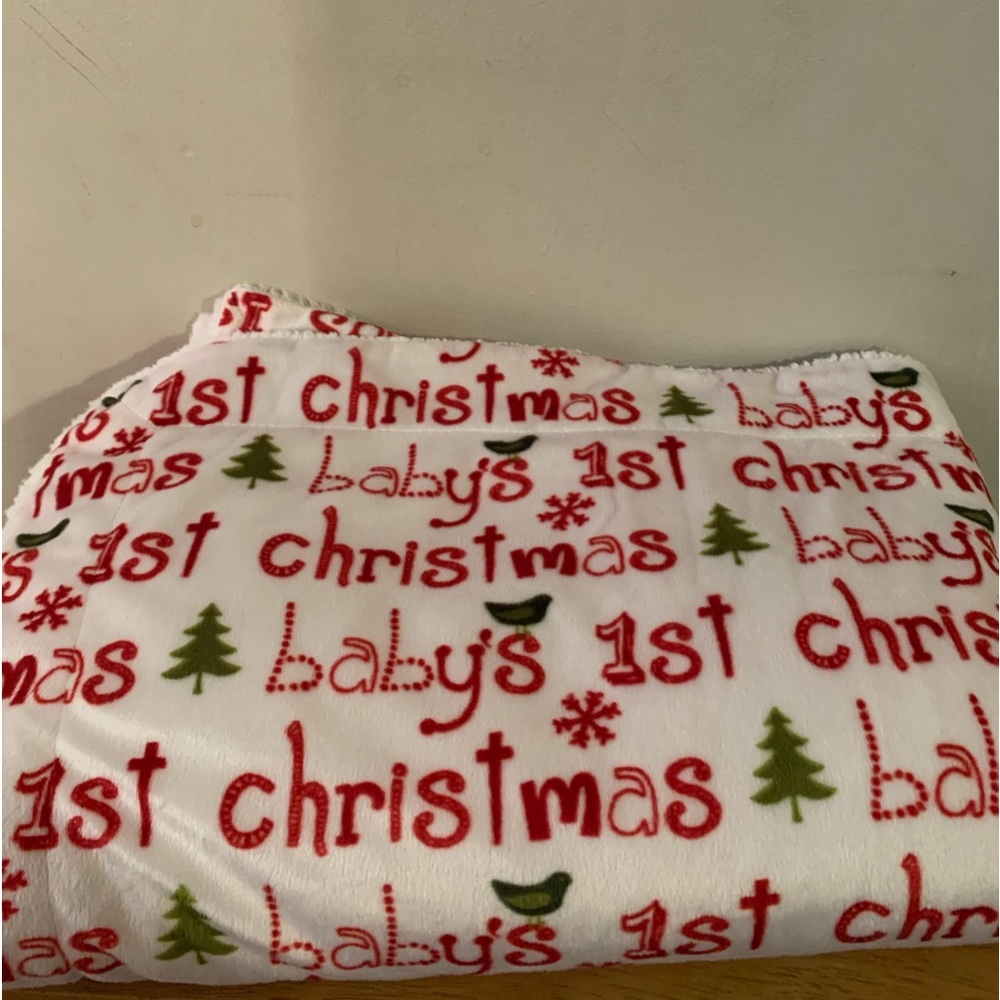 Baby 1st Christmas Thro Blanket Micromink Sherpa Back 30x40 Super Soft - Picture 1 of 5